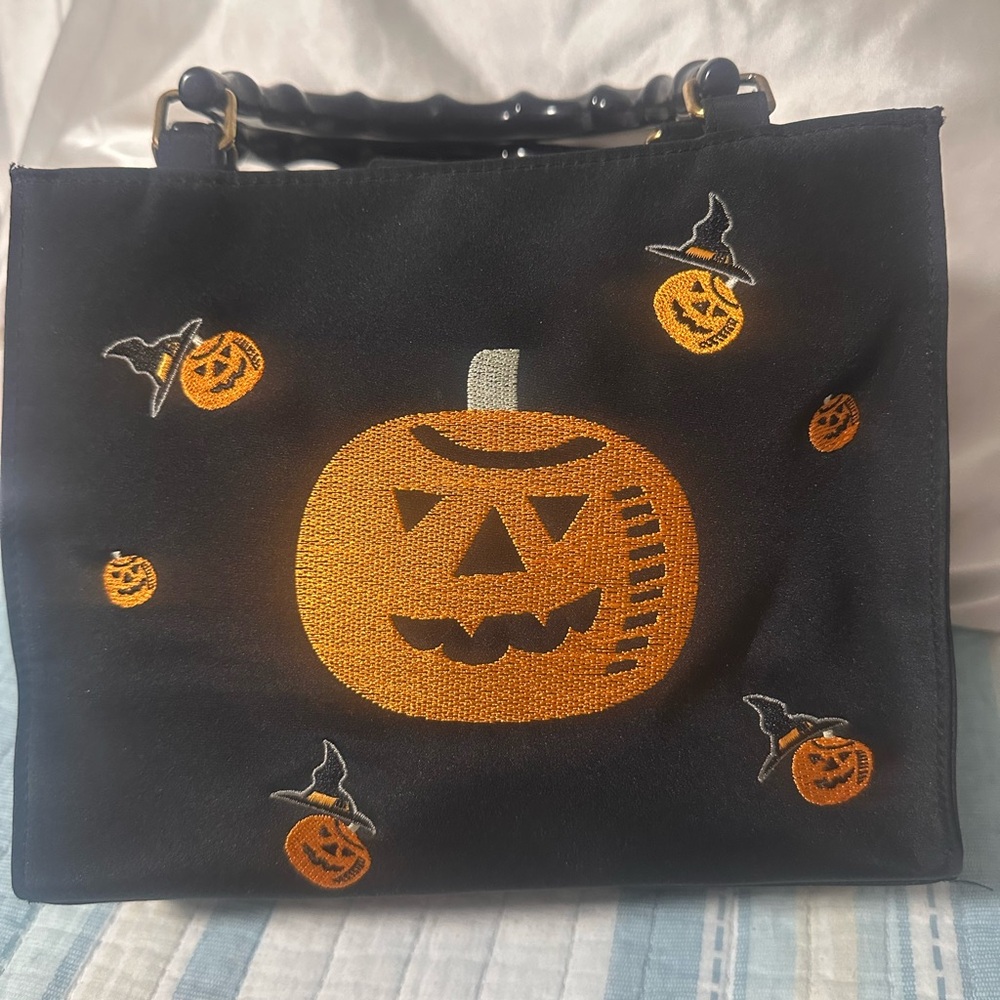 Tianni Halloween Pumpkin Embroidered Tote Bag